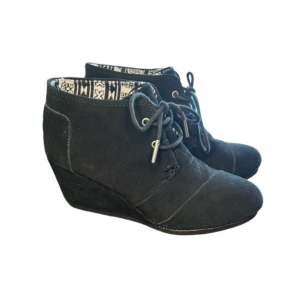 Tom’s Desert Wedge ankle bootie black suede women’s 7.5-GUC